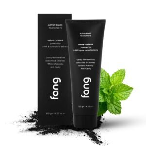 Fang Natural Toothpaste|Teeth Whitening|Heals Sensitive Teeth|Fights Cavities, Gum Diseases & Bad Breath|SLS & Chemical Free |Organic, Vegan (Pack of 1, Activated Charcoal)