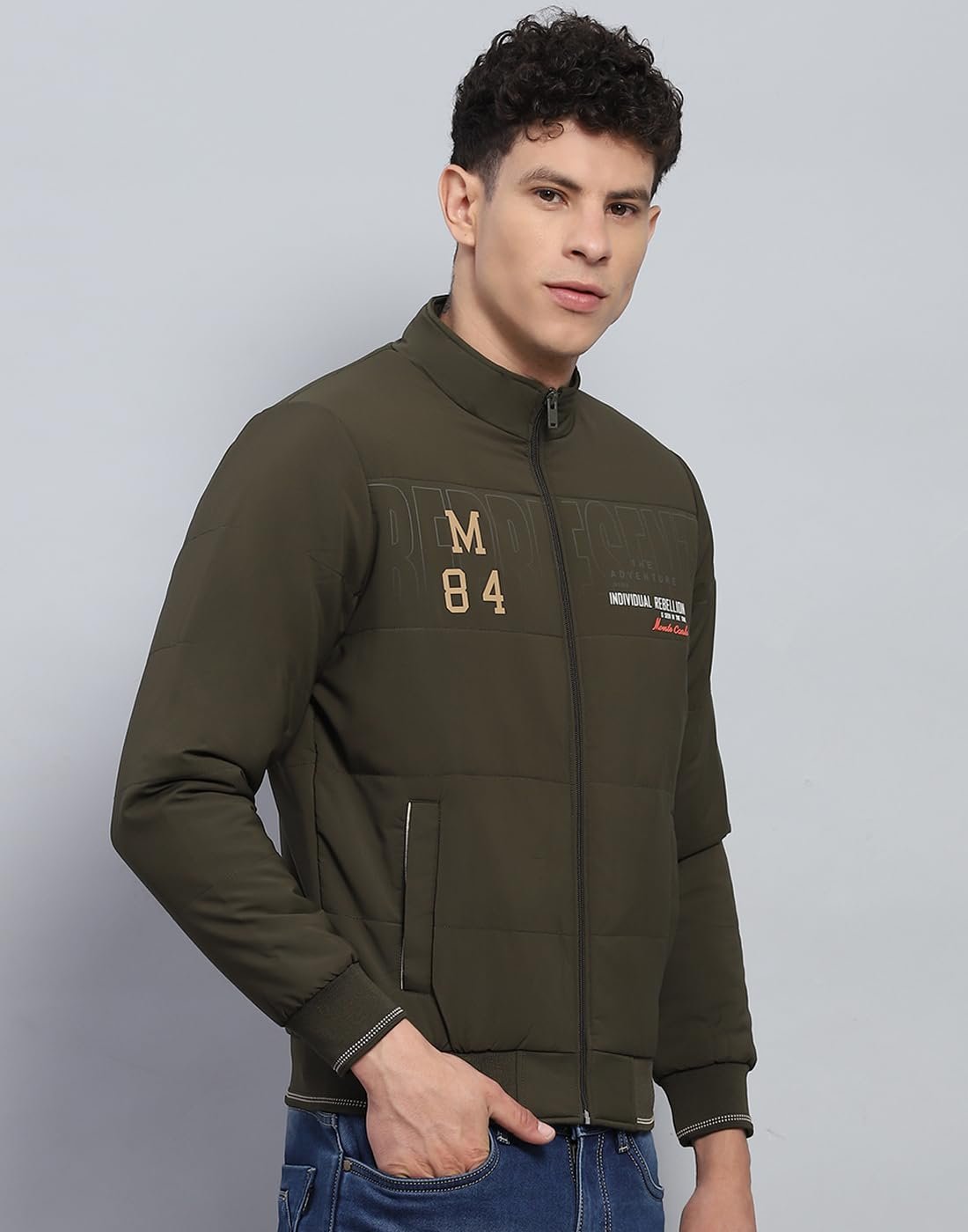 Monte Carlo Mens Printed Mock Neck Full Sleeve Jacket (224066865) - Image 3