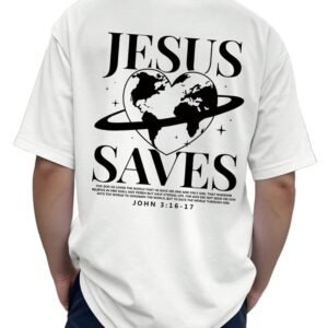 SXV STYLE ‘Jesus Saves John 3 16-17’ Printed Cool Aesthetic Oversized Baggy T-Shirt