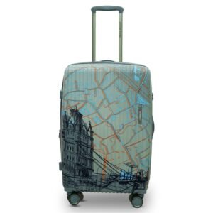 AMERICAN TRAVELLER London Tower Trolley Bag | Lightweight Polycarbonate Hard Shell Luggage | 360° Spinner Wheels | Expandable Suitcase | Stylish Luggage | Trolley Bag Combo (24, Grey)