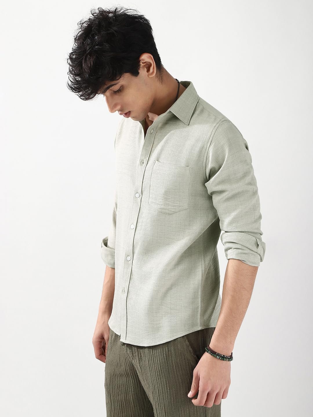 Urbano Fashion Men's Linen Blend Full Sleeve Relaxed Fit Casual Solid Shirt - Image 3
