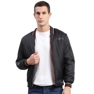 Monte Carlo Men Polyester Blend Standard Length Printed Jacket