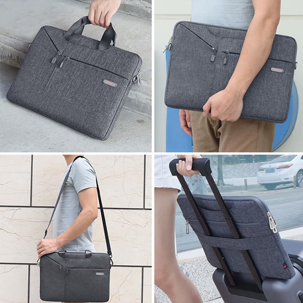 MOCA Laptop Bag Carrying Case 15.6 Inch with Shoulder Strap, Slim Computer Sleeve Cover Compatible with MacBook Pro 15/16, 15-16 Inch HP Acer Dell Lenovo ASUS Laptop-Grey - Image 3
