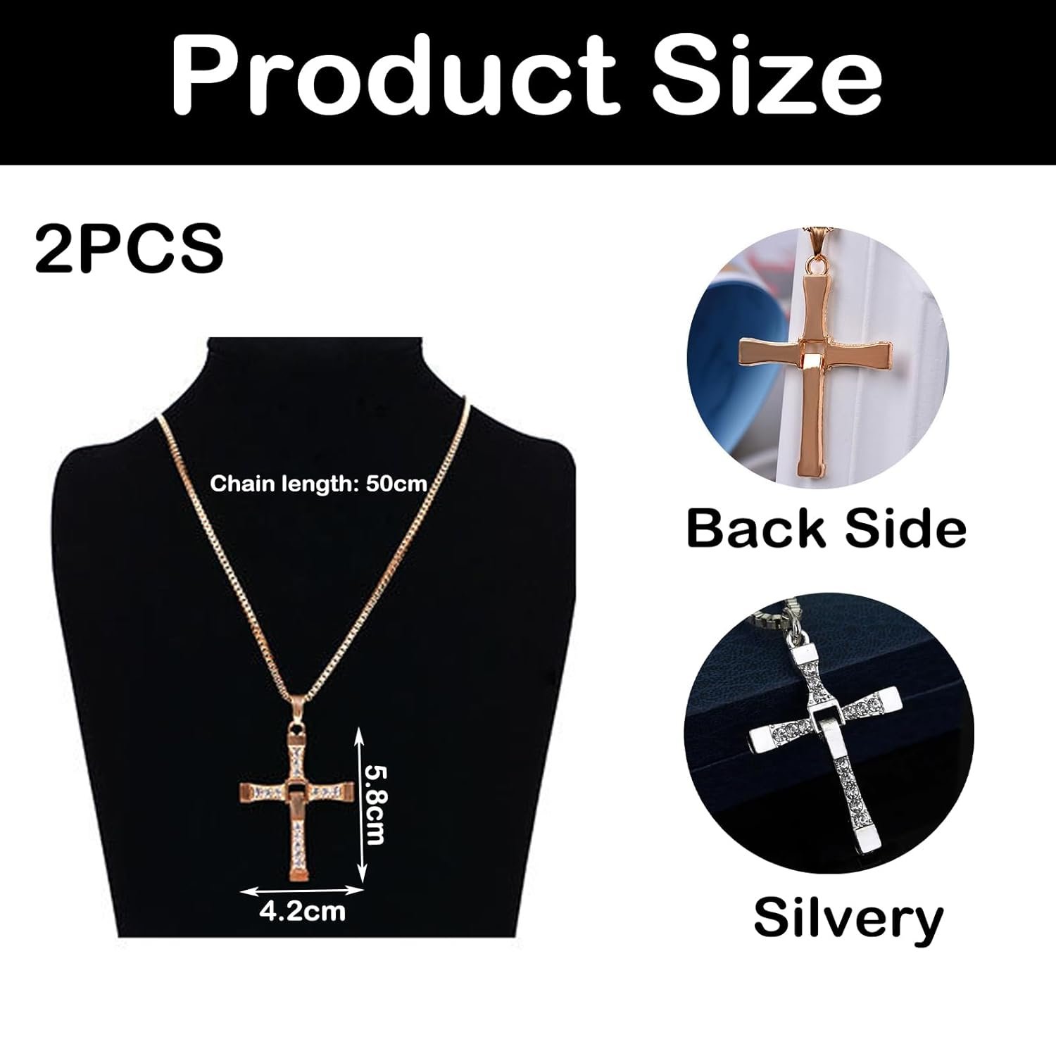 Silver Cross Chain For Men, Three-Ring Geometric Fashion Necklace For Men And Women, Silver Chain For Man, Simple And Personalized, Versatile Pendant Sweater Necklace, Featured Daily Accessories Gift - Image 2
