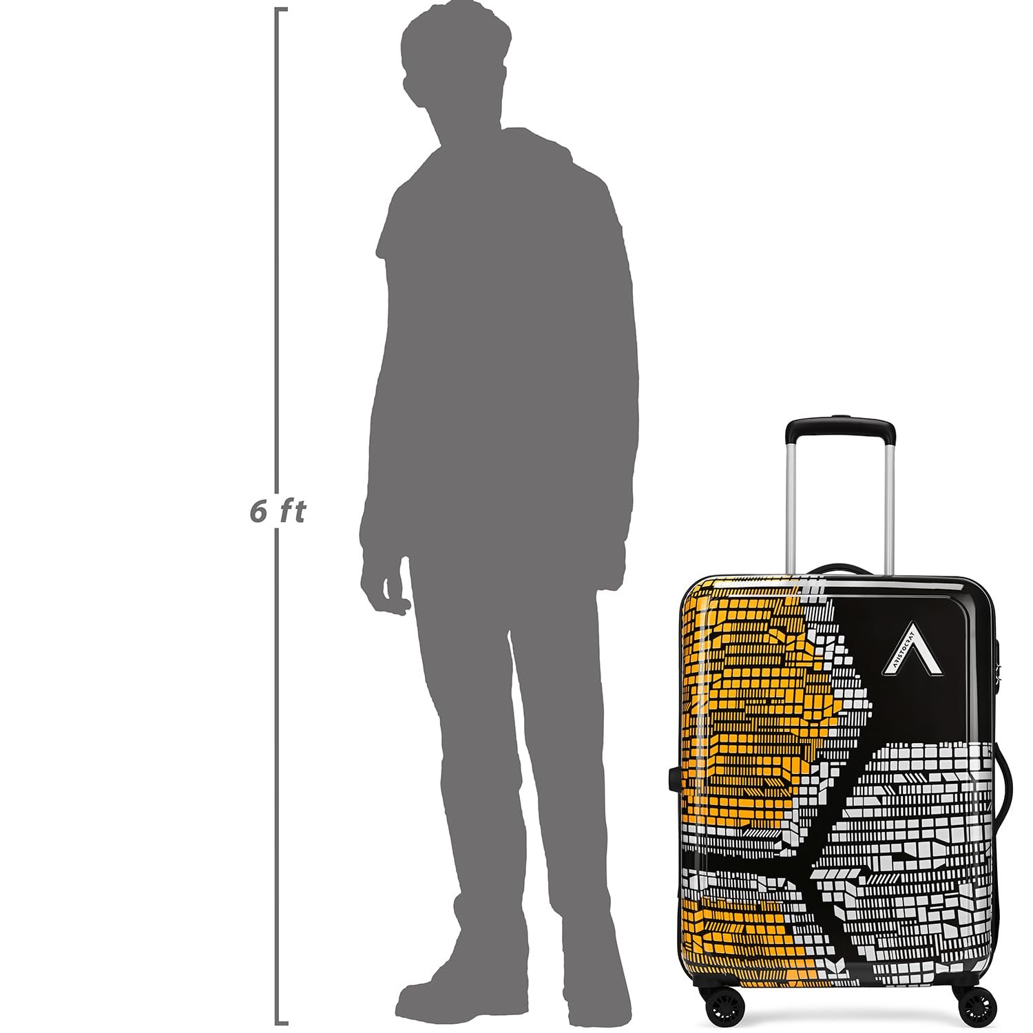 Aristocrat Bruce Check-in Trolley Bag 64cm | Medium | Hard Luggage | Smooth 8-Wheel Suitcase | Secure Combination Lock with Sturdy Zipper | Full Fabric Convipack | 5-Year Warranty (Orange) - Image 6