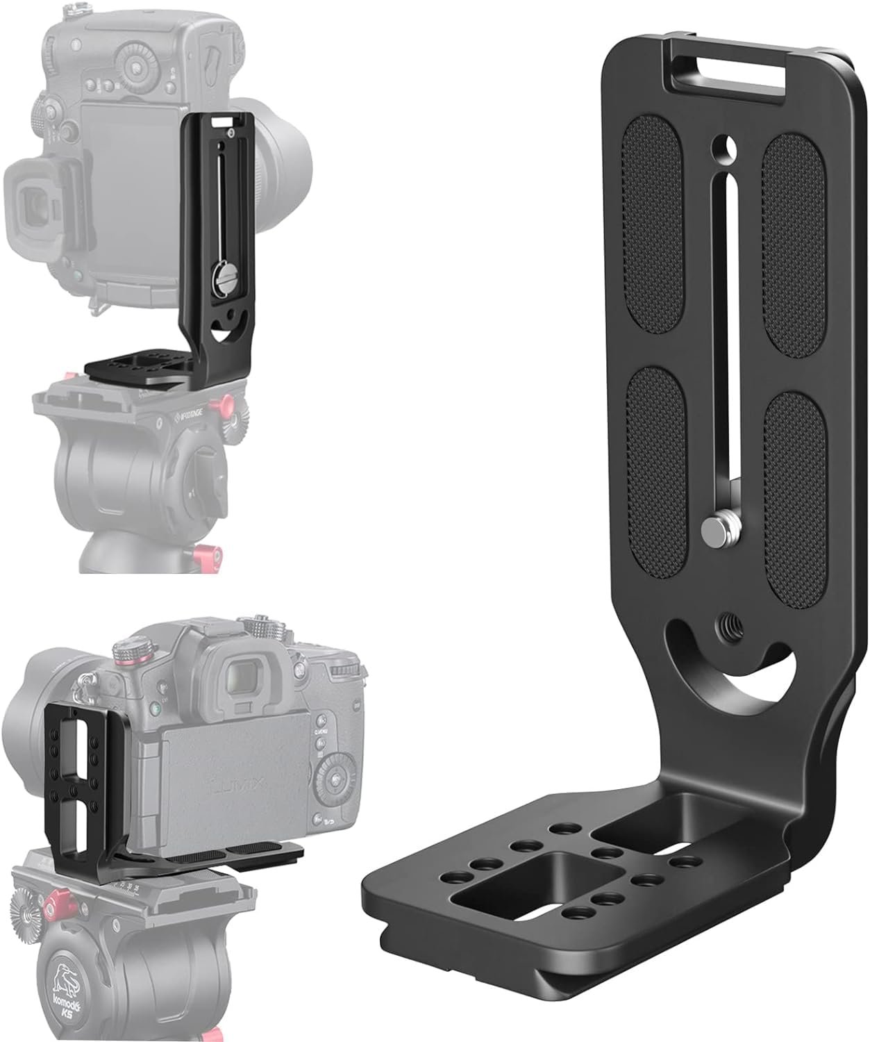 GIFTMAX Universal L-Bracket Camera Stabilizer, Dual Horizontal and Vertical Plate, Quick Release, Compatible with Nikon, Canon, DJI, Tripod and Monopod (L-Bracket Plate)