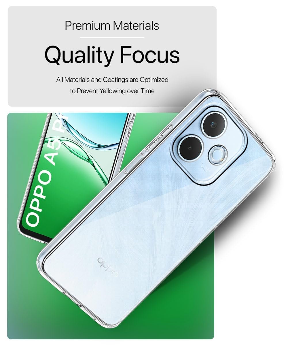 WHITBULL Slim Case Anti-Cling Shockproof Protective Unbreakable Hard Glass Cover Compatible with Oppo A5 Pro 5G - Transparent - Image 8