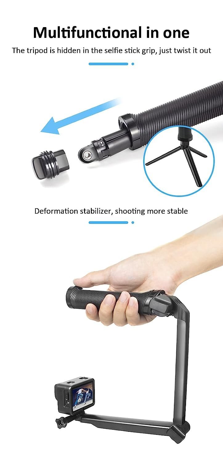 Cason -Monopod/Action Camera Selfi Stick Tripod Monopod / 3-Way Monopod Foldable Camera Stick Compatible with Action Camera Cason CN10 CS6,CN50,GoPro Hero 7/6/5, SJCAM SJ6, SJ7, SJ5000 and All Others - Image 5