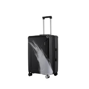 Provogue Wave Hard-Sided PP 65 Cm Trolley Bags for Travel Medium Size | Expandable Luggage Suitcase with 8 Wheels | Combination Lock | 5 Year Warranty (Midnight Black)