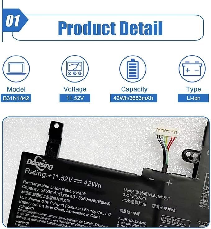 WISTAR B31N1842 Battery for ASU-s Vivo/Book 15 M513UA, Vivo/Book 15 X513EA, Vivo-Book 15 X513IA, Vivo-Book S15 S531FA, Vivo-Book S15 S531FL Laptop Battery - Image 5