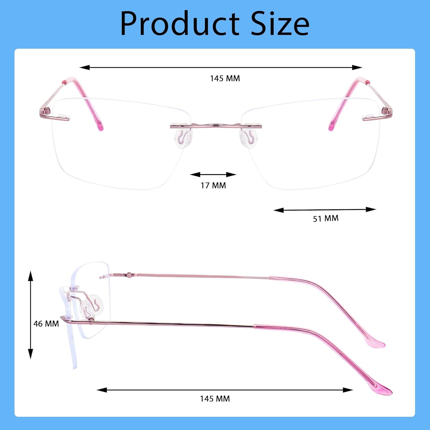 Blue Light Blocking Glasses Anti Blue Ray Unisex Lightweight Rimless Frameless Rectangle Computer Gaming Glasses - Image 5