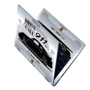 Full Body Laptop Skin Upto 15.6 inch Sticker Compatible for Dell/HP/Lenovo/Acer/Asus All Laptop Size Upto 14 to 15.6 Inch - Porsche 911 Black Specs Design