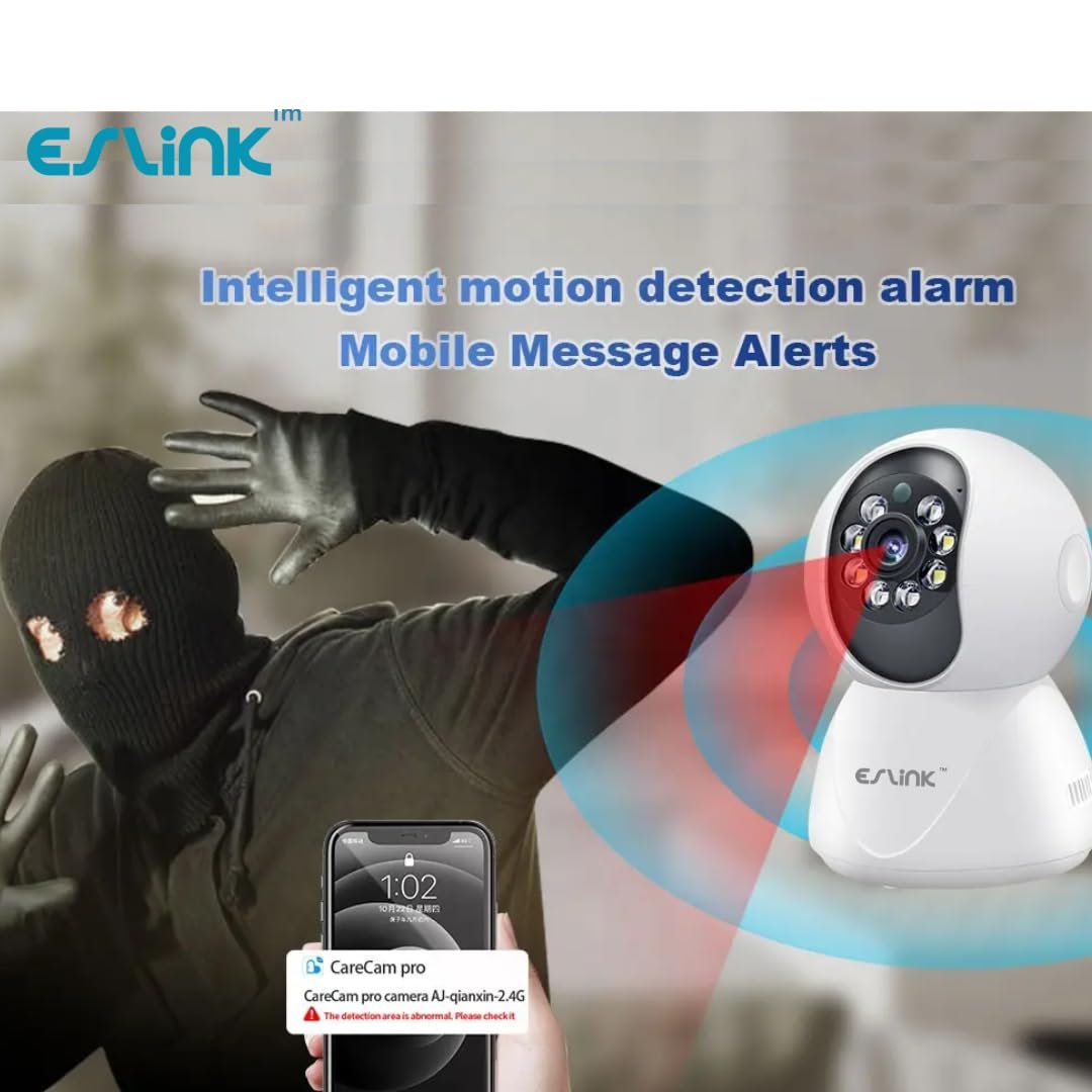 ESLINK Smart 360° (1080p) CCTV Camera,Wi-Fi Indoor Home Security Camera,AI Person Detection,Automatic Alarm,App Alerts,NightPulse Vision,SD & Cloud Storage for Office,Temple Etc - Image 5