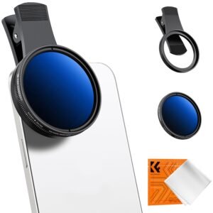 K&F Concept 52mm Clip-on ND2-400 Phone Camera Lens Filter Kit, Adjustable Neutral Density Filter Compatible with iPhone 15 14 13 12 11