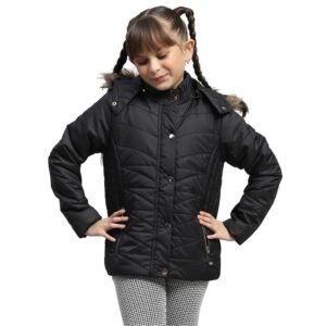 Monte Carlo Girls Solid Hooded Neck Full Sleeve Jacket (523063705)