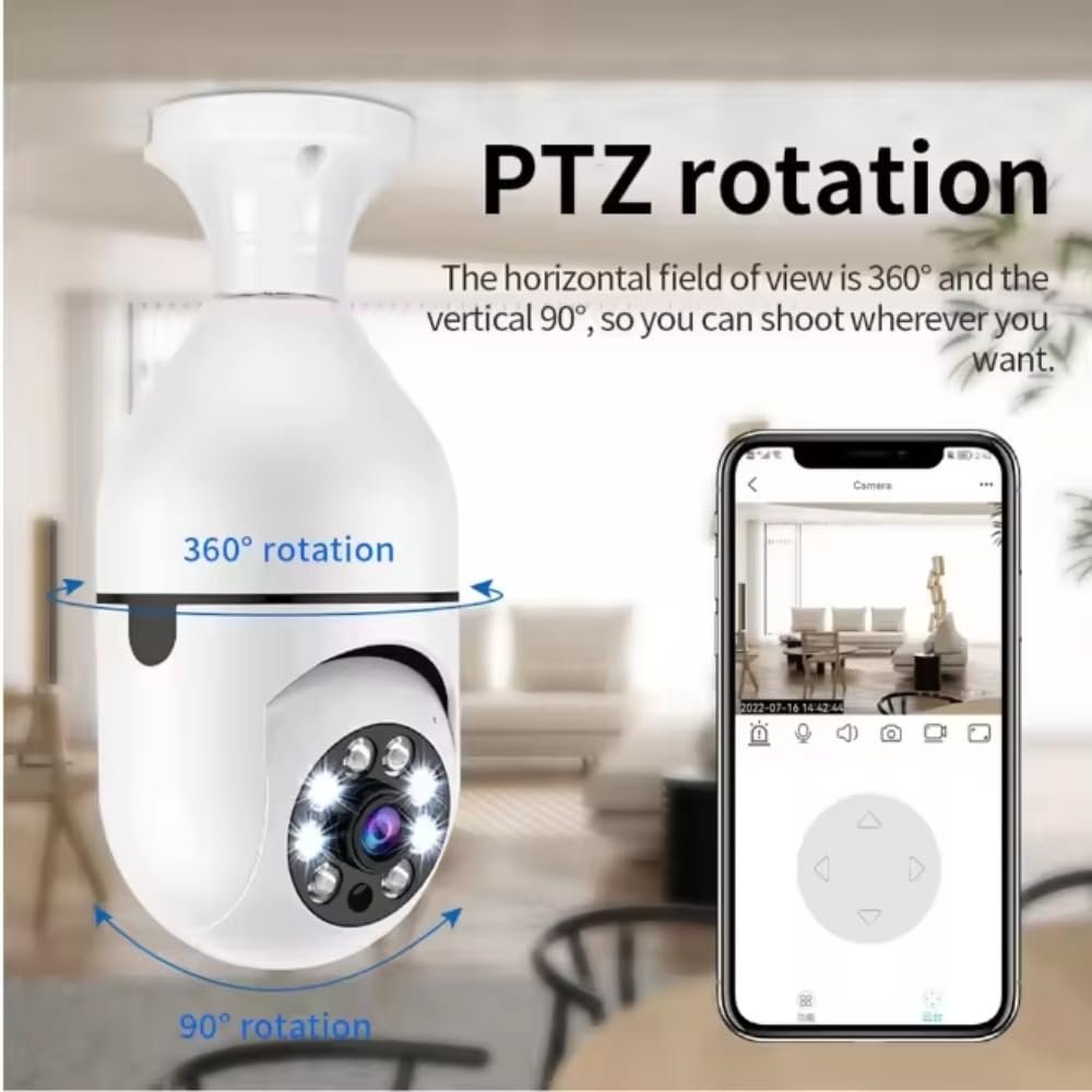 Maizic Smarthome Smart Robo Bulb Camera with Live View 2 Way intercom Sd Card Recording 360 Panoramic View Motion Detection 6 Months Warranty - Image 5