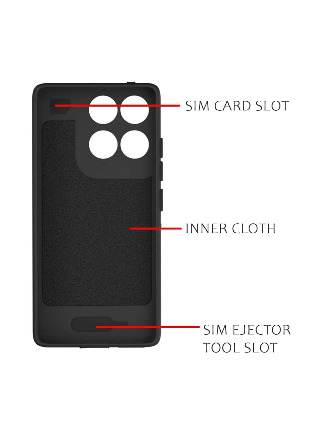 Amazon Brand - Solimo Back Cover for Moto Edge 60 Fusion 5G | 3D Silicon with Cloth | Shockproof | Stylish Bumper Case (Black) - Image 5