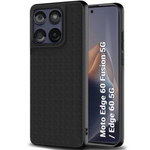 TheGiftKart Back Cover Case for Motorola Moto Edge 60 Fusion 5G / Motorola Edge 60 5G | Slim & Lightweight | Ultra-Premium Design | Camera Protection Bump | Fabric Texture Case Cover (PC & TPU, Black)
