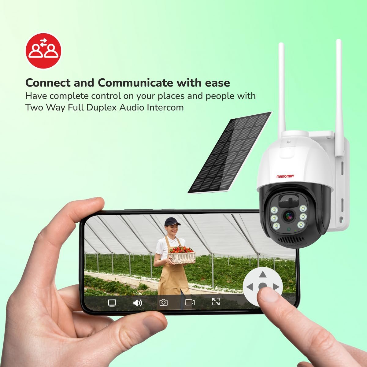 MANOMAY 4G Sim 4Mp Solar Powered CCTV Outdoor Security Camera with Solar Panel Built-in Battery | Surveillance for Agriculture | Remote Area | Construction Site | Garden (4MP 4G Solar Pan Tilt) - Image 3