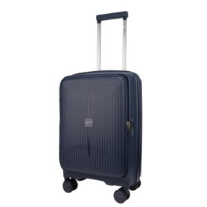 F Gear Myton Navy Cabin Front Opening Hard Luggage | Lightweight Expandable Carry-On Suitcase with 360° Spinner Silent 8-Wheels, Built-in TSA Lock, Anti-Theft Zipper & 3-Level Telescopic Trolley