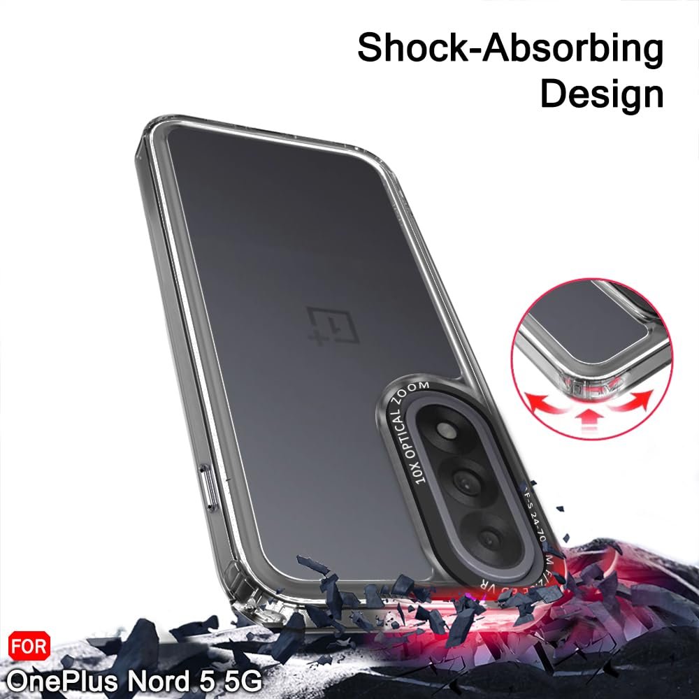 TheGiftKart Hybrid Shockproof Back Cover Case for OnePlus Nord 5 5G | Stylish Camera Border | Plated Buttons | Crystal Clear Hard Back Cover Case for OnePlus Nord 5 5G (TPU & PC, Smoked Bumper) - Image 6