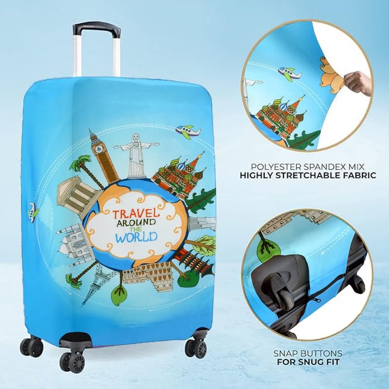 Cortina Luggage Cover Trolley Travel Covers | Washable Dust Proof Anti-Scratch Suitcase Protector | Medium - Sky Blue - Image 5