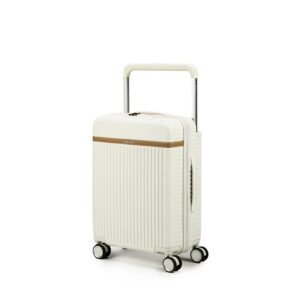 THE ASSEMBLY Polycarbonate Assembly Hard-Sided Cabin Hardshell Luggage – 55Cms|Premium Wide Handle 8 Spinner Wheels Trolley Bag With In-Built Tsa Lock & Noise Free Wheels- Rover, White