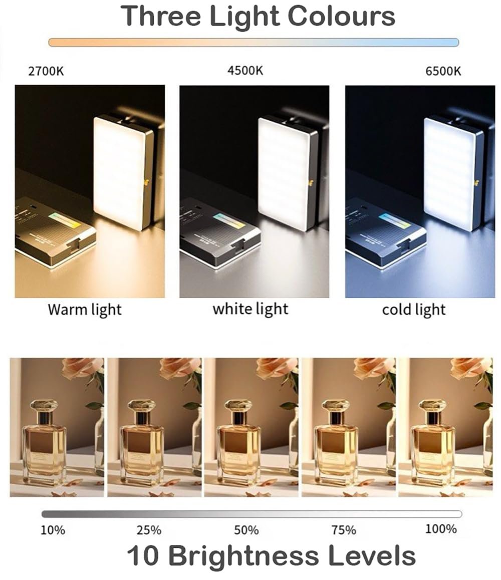 Techzere Portable Selfie Fill Light Video Conference Lighting with Clip & Camera Tripod Adapter Rechargeable 2000mAh, 3 Light Colours & Dimmable. Also Suitable for Product Photography - Image 4