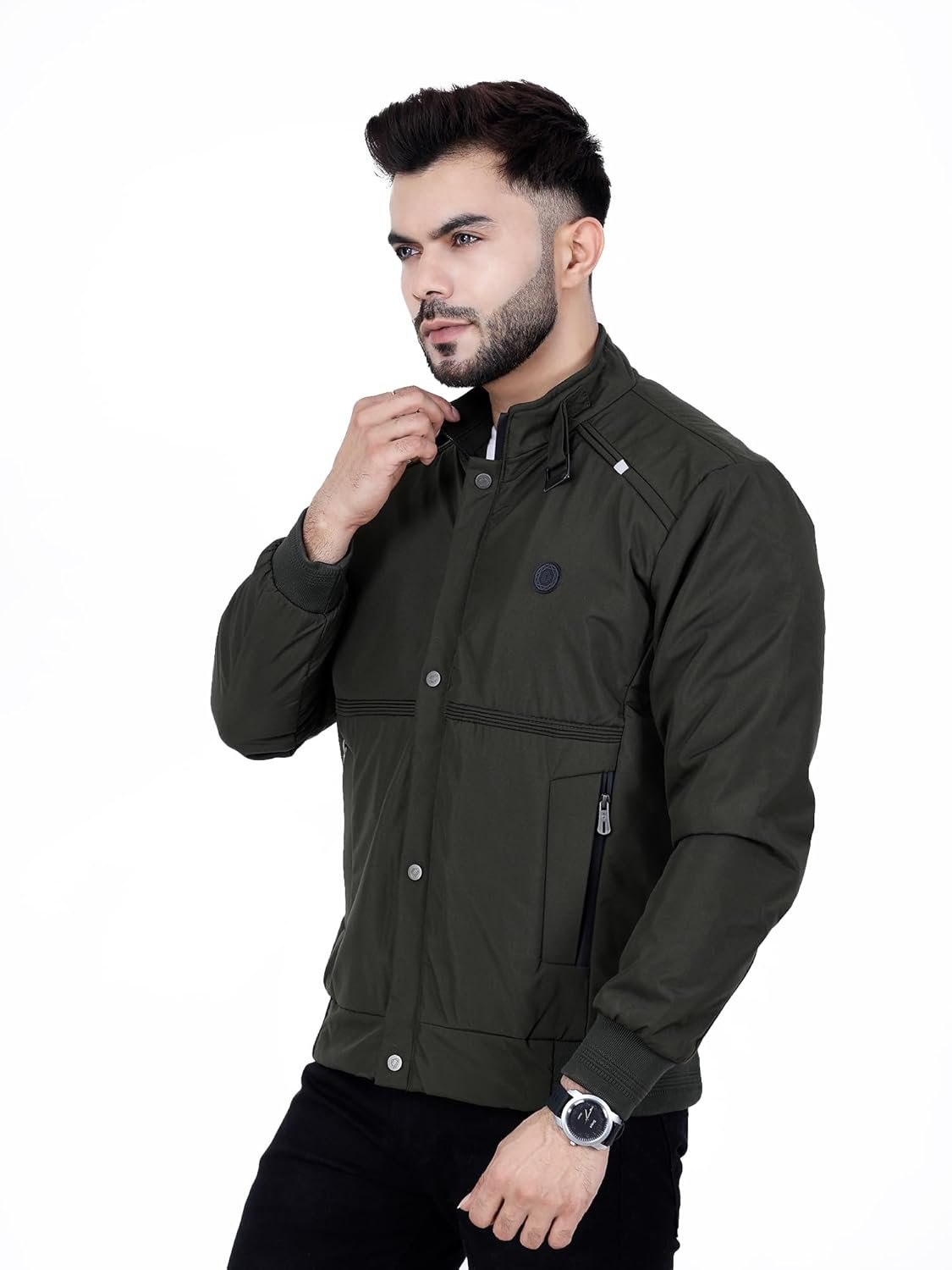 Dollar Full Sleeves Bomber Jacket for Men | TPU Men's Standing Collar Lightweight Winter Jacket, Regular Fit - Image 6