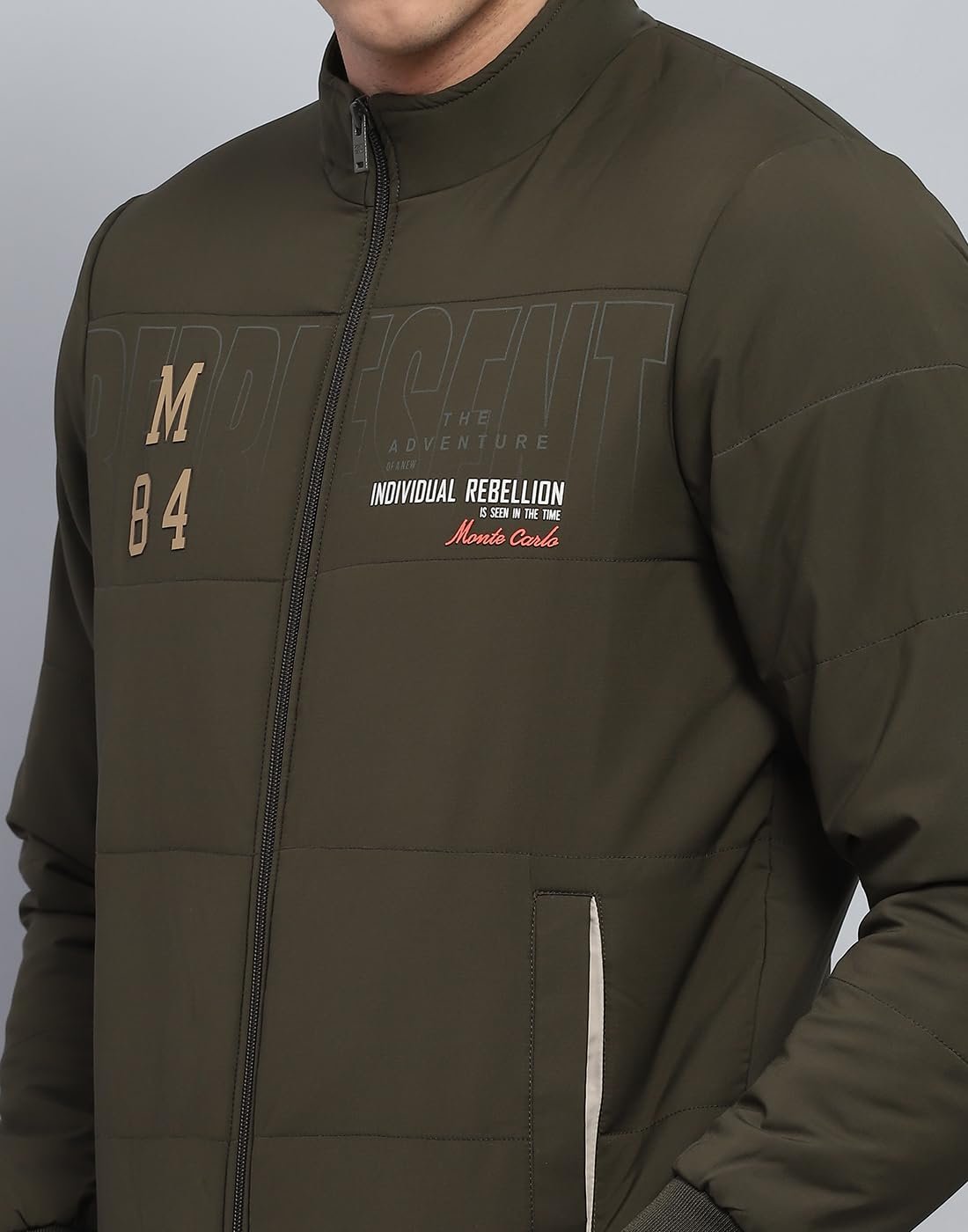 Monte Carlo Mens Printed Mock Neck Full Sleeve Jacket (224066865) - Image 6