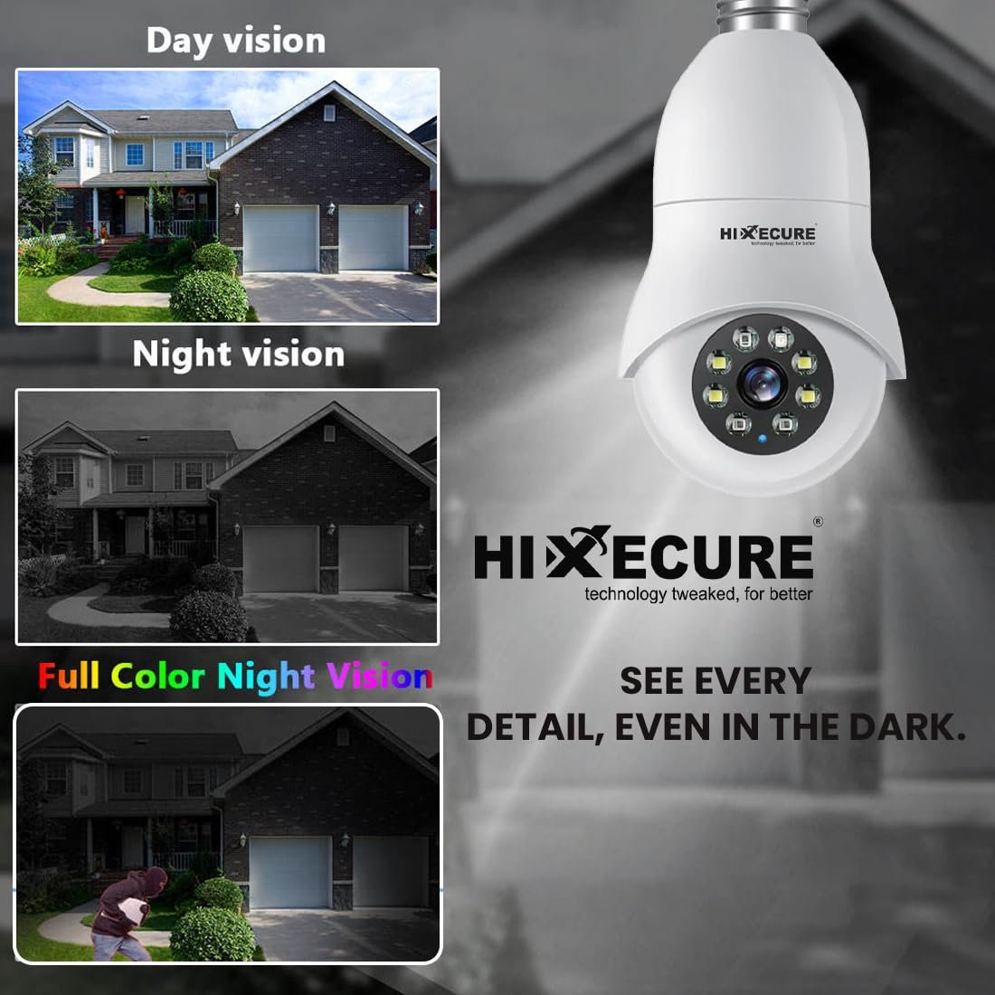 Hixecure 2MP PTZ Bulb WiFi Camera | Human Detection, Night Vision, 2-Way Audio | Support HFX Cloud Storage |Pan & Tilt | Two Way Audio | 10X Digital Zoom - Image 3