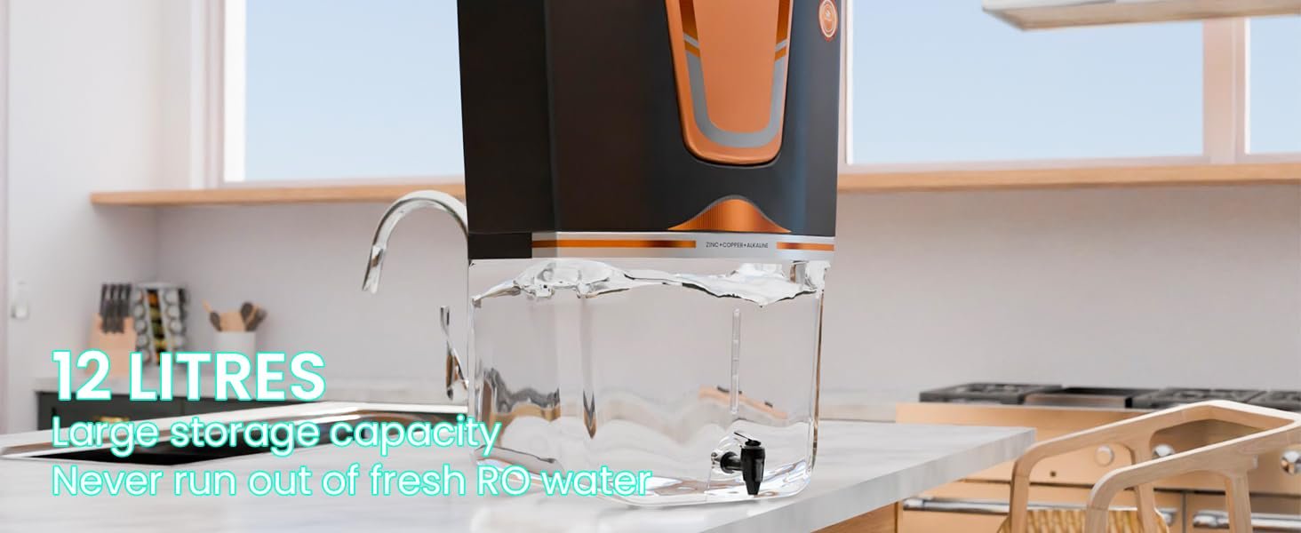 AQUA D PURE Zinc RO Water Purifier with Bio Copper and Alkaline Filter Technology Purification, UV, UF and TDS Controller | 12Litre | Fully Automatic Function and Best For Home and Office - Image 8