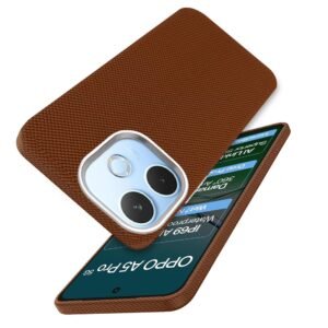 Oppo A5 Pro 5G Case | Frosted Silicone with Metal Ring Camera & Button Protection | Slim & Shockproof | Matte Grip Oppo A5 Pro 5G Cover – Brown