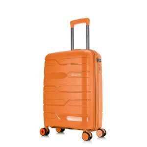 Nasher Miles Paris Hardshell-Sided Polypropylene Cabin Luggage Orange 20 Inch |55Cm 8 Wheel Inline Trolley Bag, Small