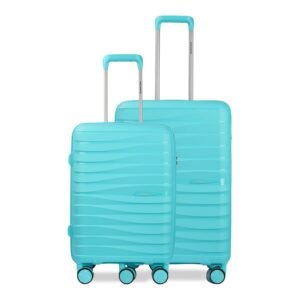 Vacanza Series 2 Polypropylene Unbreakable Hard-Sided Cabin & Check-in Size Luggage Trolley Bag Set of 2 | Light Blue (55 & 65 cm)