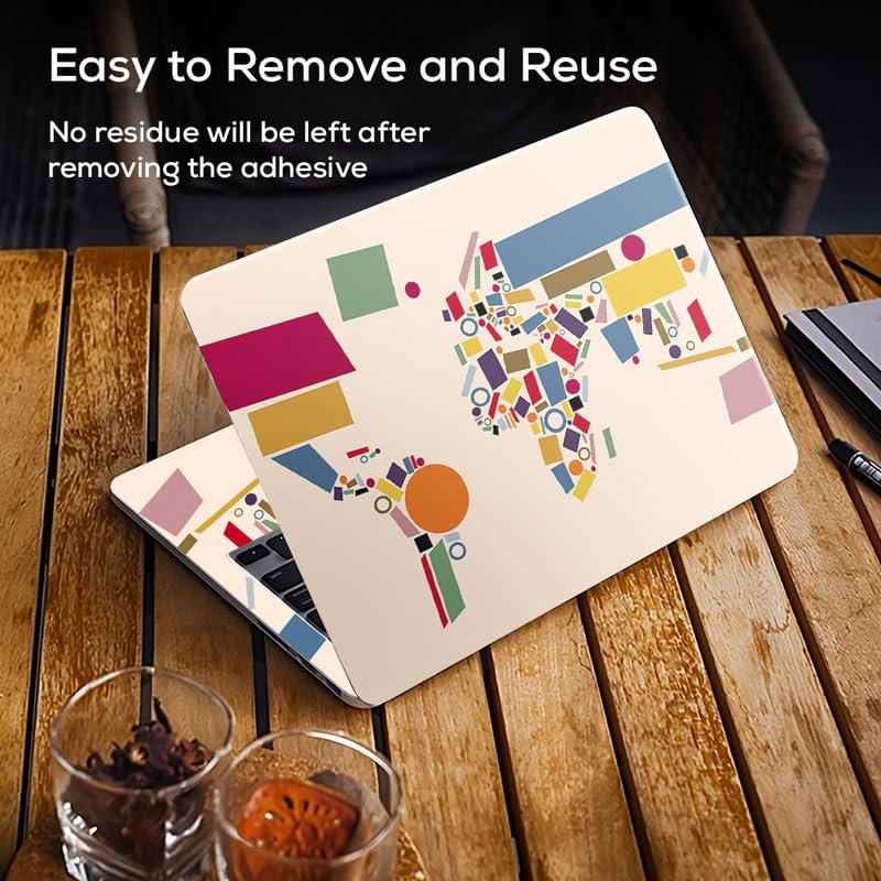 World Map D3 Full Body Vinyl Laptop Skin/Sticker/Cover Upto 15.6 Inches Laptops Laminated-Removable-HD Quality Compatible for Hp-Dell-Sony-Lenovo-Asus etc.(15x10 Inches) - Image 3