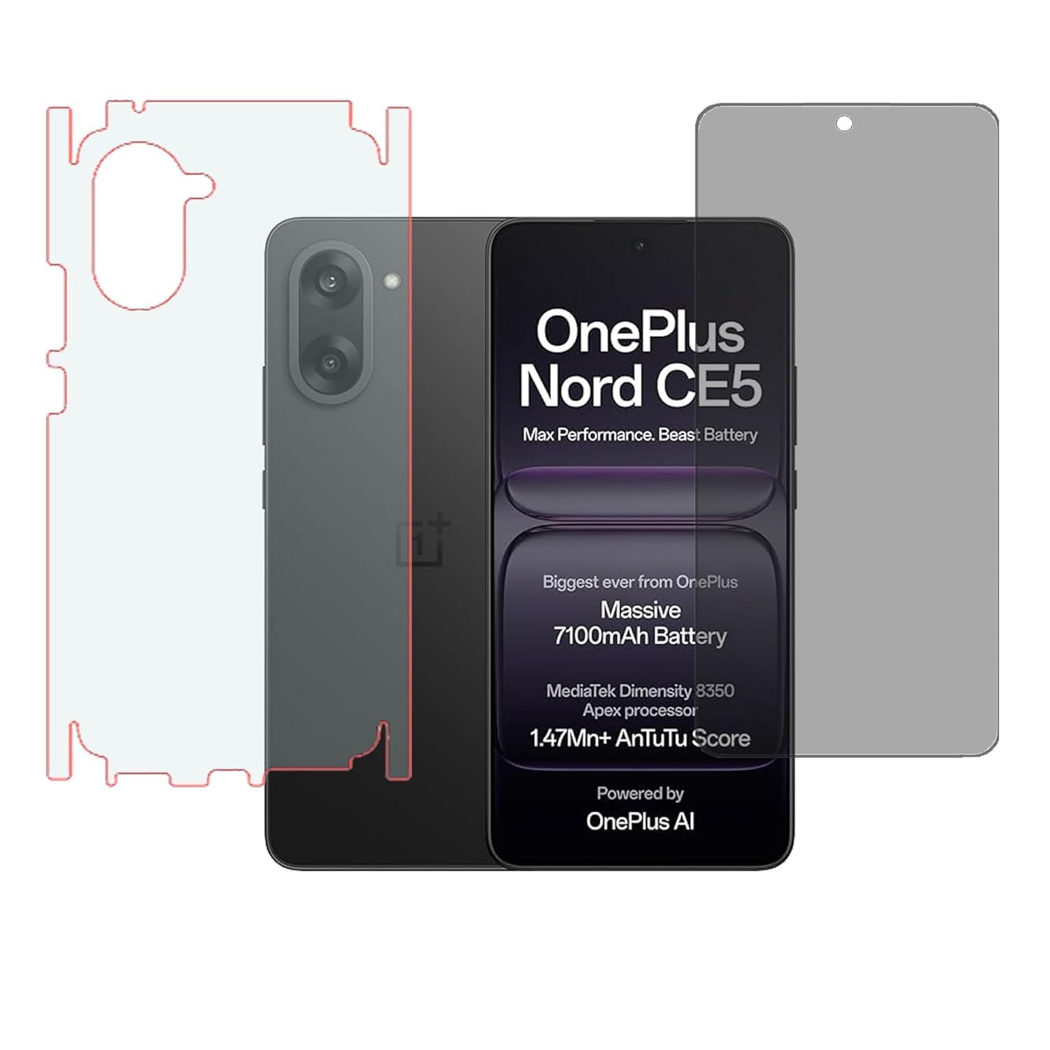 SPRITZEN Tempered Glass (Privacy)& Back Screen Guard (Matte With Sides) Full Screen Coverage Compatible for OnePlus Nord CE5 5G edge to edge