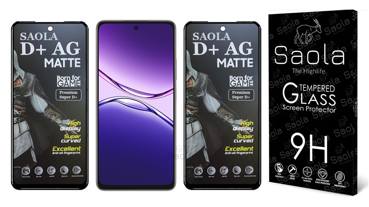 Saola® HD Matte Tempered Glass With 18H Hardness For Oppo A5 Pro 5G (Pack Of 2) with Free Installation Kit. Full screen Coverage. Free Replacement If Received Damaged - 6.67 inch