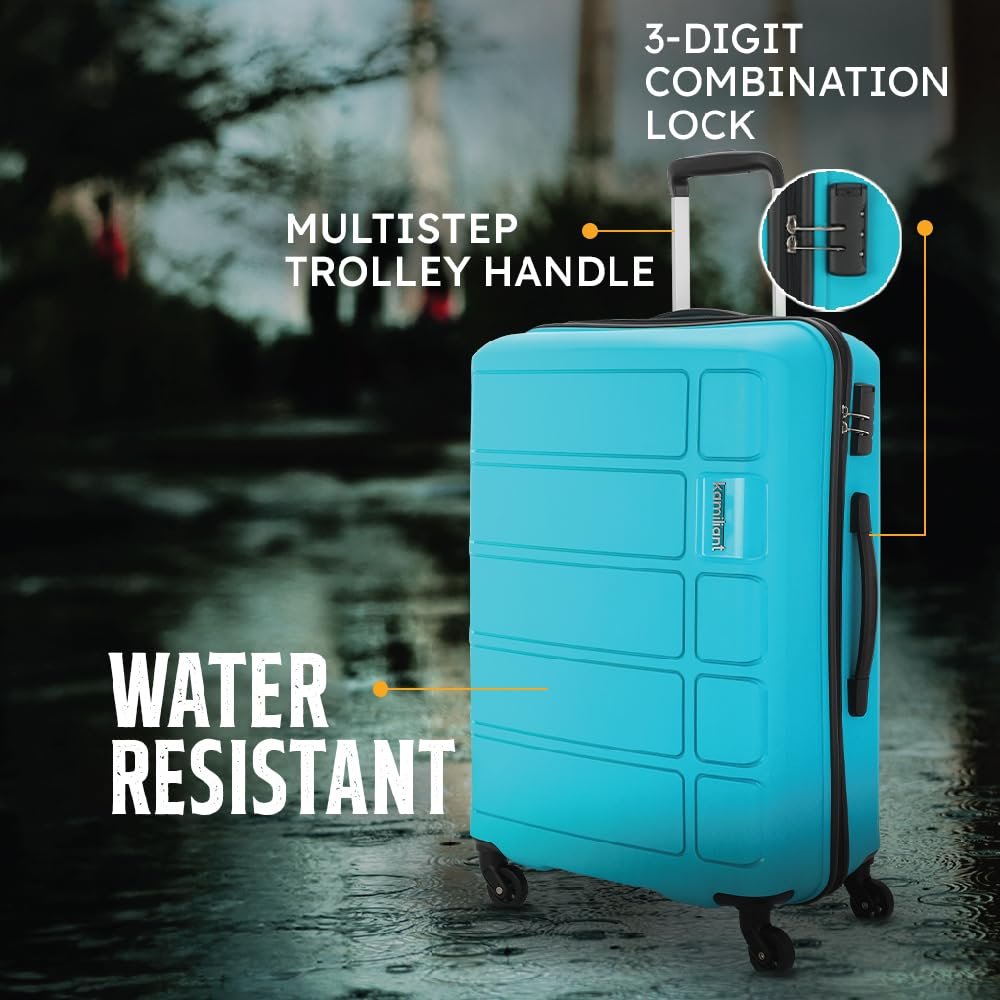 Kamiliant by American Tourister Harrier 3-Piece Luggage Set - 56, 68 & 78 cm Polypropylene Hard-Sided Spinner Suitcases with 4 Wheels (Coral Blue) - Image 3