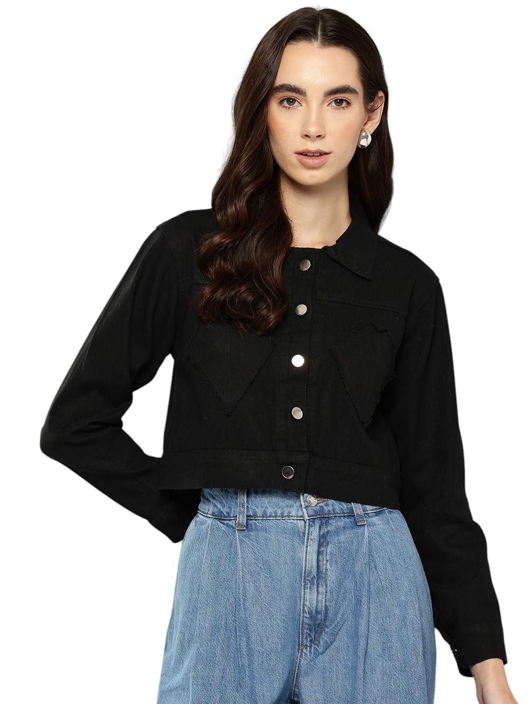 Aarika Womens Casual Wear Blue Colour Solid Denim Jacket