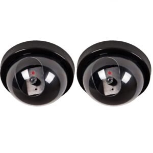 Dummy Fake Surveillance Security CCTV Dome Camera Indoor/Outdoor with One Red LED Light at Night, for Home and Businesses Security