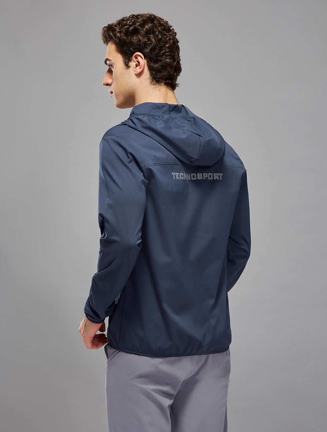 TECHNOSPORT Men's Polyester Regular Slim Fit Solid Hooded Jacket - Image 2