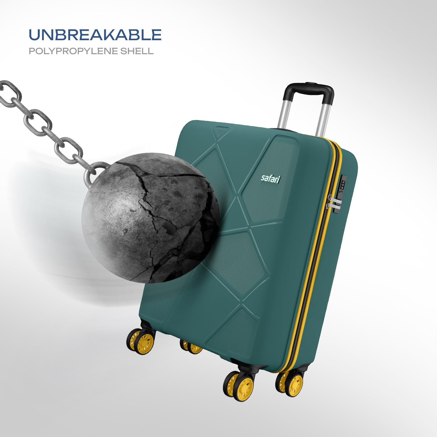 Safari Pentagon Neo 8 Wheels 55Cm Cabin Trolley Bag Hard Case Polypropylene, 360 Degree Wheeling Carry on Luggage, Travel Bag, Suitcase for Travel, Trolley Bags for Travel, Sage Green - Image 2