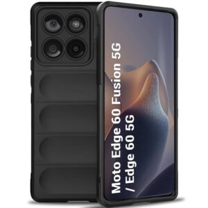 TheGiftKart Liquid Silicon Back Cover Case for Motorola Moto Edge 60 Fusion 5G / Edge 60 5G | ShockProof Military Grade Protection | Micro-Fibre Cloth On Inner Side | Anti-Slip Grip Cover (TPU, Black)
