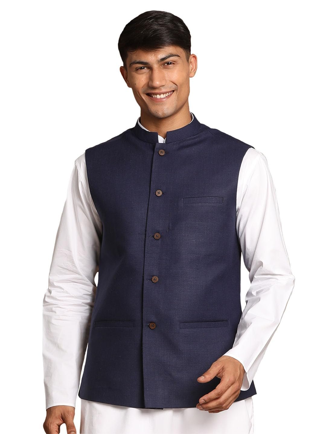 VASTRAMAY Men's Cotton Nehru Jacket