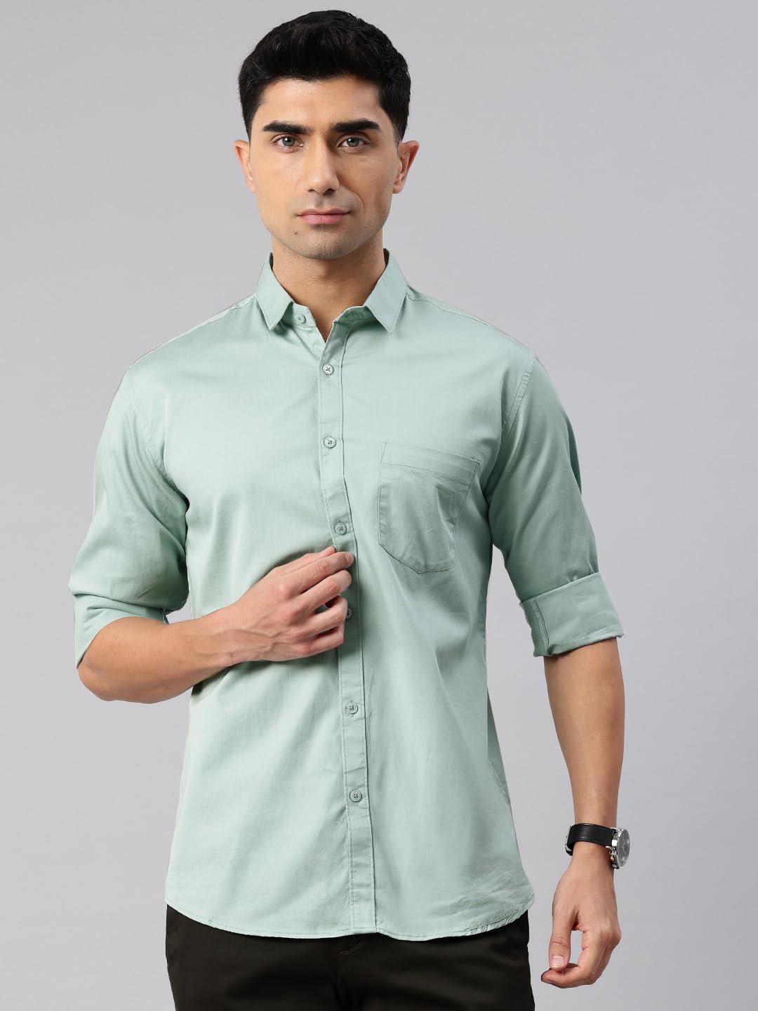 Majestic Man Men's Cotton Slim Fit Solid Casual Shirt - Image 2