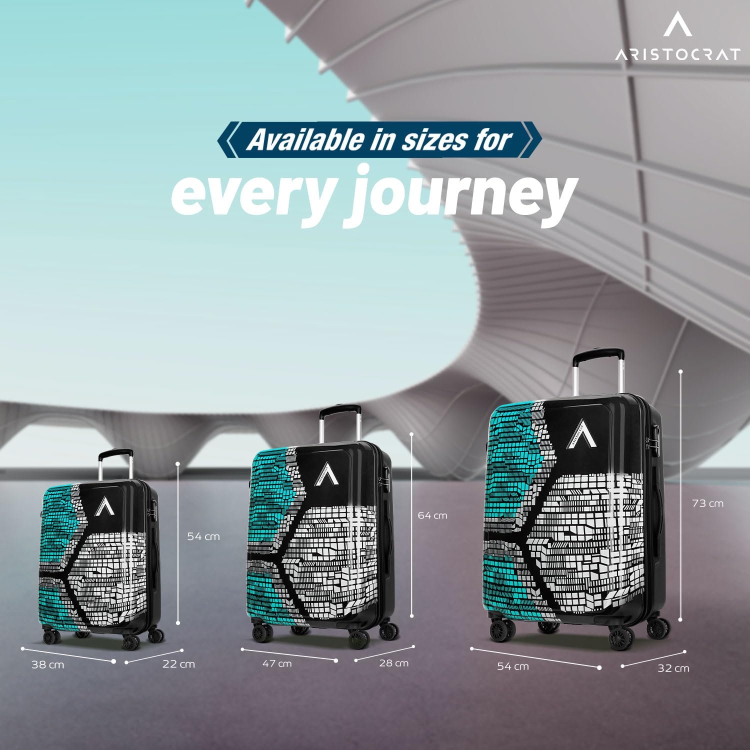 Aristocrat Bruce Check-in Trolley Bag 64cm | Medium | Hard Luggage | Smooth 8-Wheel Suitcase | Secure Combination Lock with Sturdy Zipper | Full Fabric Convipack | 5-Year Warranty (Blue) - Image 5