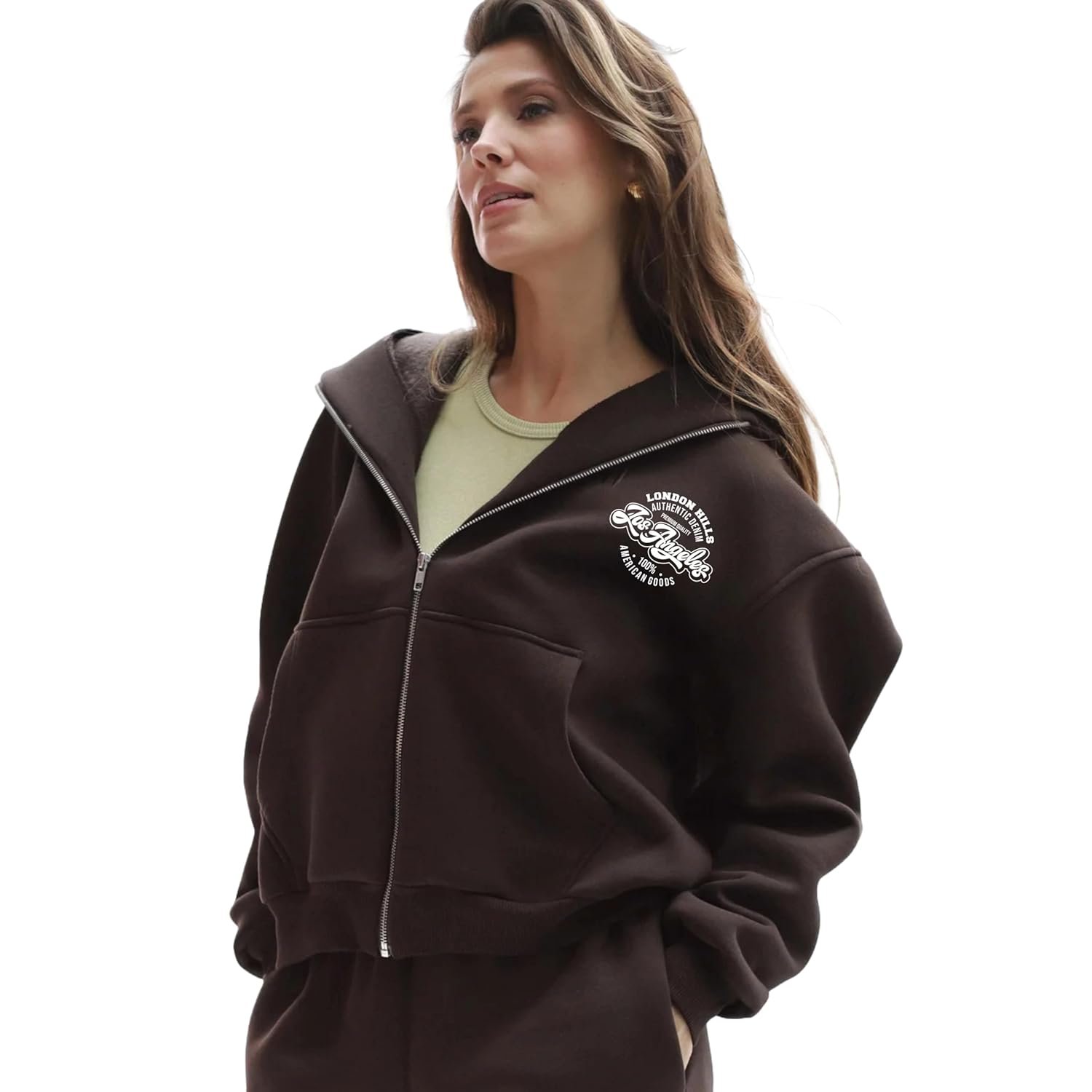 London Hills Hoodies for Women Stylish Sweater for Woman with Zip Stylish Latest Unisex Graphic Print Cotton Blend Fleece Hoodie Zipper Winter wear Hood Regular Fit, Long Sleeve