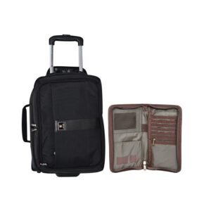 Swiss Military Combo | 23L Black Overnighter Cabin Trolley Bag with Ergo 360° Wheels & Telescopic Handle + Laptop Stand with Cooling Pad & Mesh Body | Travel Luggage Set for Men & Women