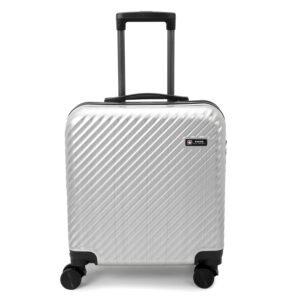 Swiss Military Cygnus Hard-Top 45cm Cabin Luggage Trolley Bag with Laptop Compartment, 4 Wheels & 3 Dial Lock, Lightweight ABS+PC Shell, 39L Capacity, Travel Overnighter Bag for Men & Women – Silver